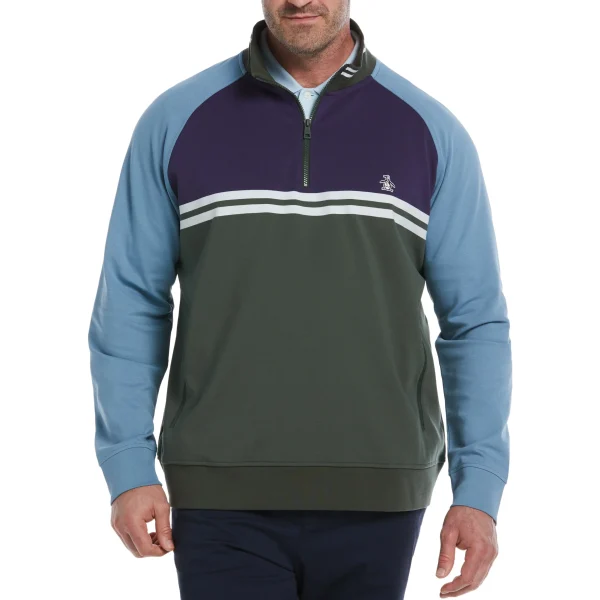 Original Penguin Big & Tall 1/4 Zip Color Block Jacket