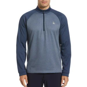 Original Penguin Color Block Fleece 1/4 Zip Pullover Golf Sweater