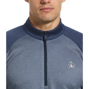 Original Penguin Color Block Fleece 1/4 Zip Pullover Golf Sweater